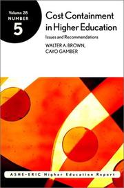 Cover of: Cost containment in higher education by Walter A. Brown