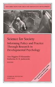 Cover of: Science for Society: Informing Policy and Practice Through Research in Developmental Psychology by 