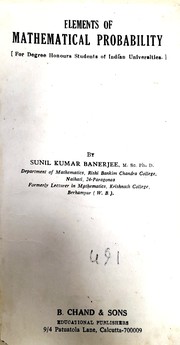 Elements of mathematical probability by Sunil Kumar Banerjee