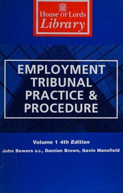 Cover of: Employment Tribunal Practice and Procedure: Volume 1