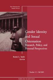 Cover of: Gender Identity and Sexual Orientation: Research, Policy, and Personal Perspectives by Ronni L. Sanlo