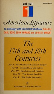 Cover of: American Literature: Volume 1: The 17th and 18th Centuries