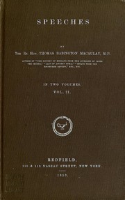 Cover of: Speeches by Thomas Babington Macaulay