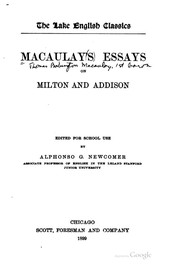 Cover of: Macaulay's essays on Milton and Addison by Thomas Babington Macaulay