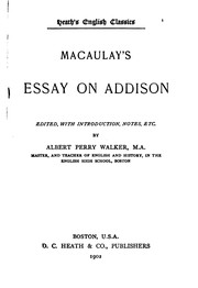 Cover of: Macaulay's essay on Addison by Thomas Babington Macaulay