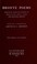 Cover of: Brontë poems