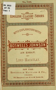 Cover of: Lord Macaulay's essay on Boswell's life of Johnson.