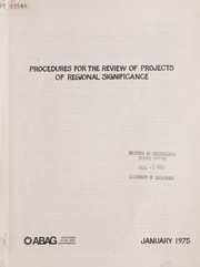 Cover of: Procedures for the review of projects of regional significance