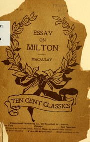 Cover of: Milton by Thomas Babington Macaulay, Thomas Babington Macaulay