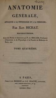 Cover of: Anatomie g©♭n©♭rale, appliqu©♭e ©  la physiologie et ©  la m©♭decine