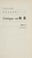 Cover of: Critique on Tao Jie