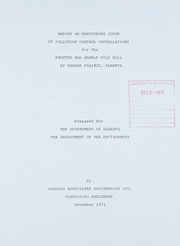 Cover of: Report on monitoring costs of pollution control installations for the Procter and Gamble Pulp Mill at Grande Prairie, Alberta