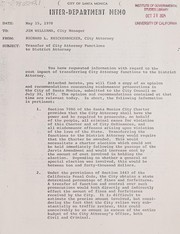 Cover of: Transfer of City Attorney functions to District Attorney: inter-department memo