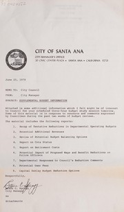 Cover of: Supplemental budget information