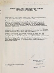 Cover of: Alameda County population and housing estimates by census tract January 1, 1978 and comparison with April 1, 1970