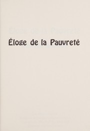 Cover of: Eloge de la pauvreté by Anglade, Georges., Anglade, Georges.