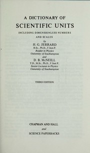 A dictionary of scientific units by H. G. Jerrard