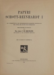 Cover of: Papyri Schott-Reinhardt by Carl Heinrich Becker, Carl Heinrich Becker