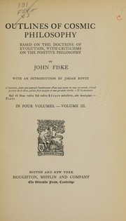 Cover of Outlines of cosmic philosophy by John Fiske