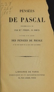 Cover of: Pensées de Pascal, précédées de sa vie