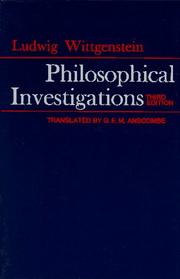 Cover of: Philosophical Investigations (3rd Edition) | Ludwig Wittgenstein