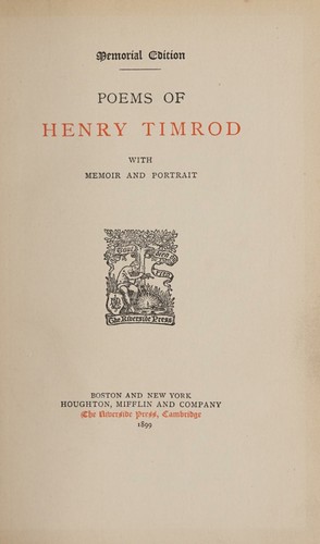 cover of Poems of Henry Timrod