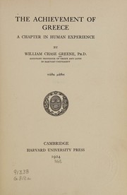 Cover of: The achievement of Greece: a chapter in human experience.