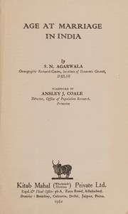 Cover of: Age at marriage in India