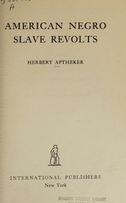 Cover of: American Negro Slave Revolts