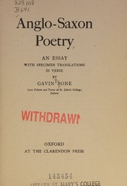 Cover of: Anglo-Saxon poetry;: An essay, with specimen translations in verse