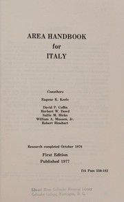 Cover of: Area handbook for Italy by Eugene K. Keefe, Eugene K. Keefe