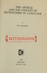 The Article and the Concept of Definiteness in Language