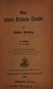 Cover of: Aus einer kleinen stadt