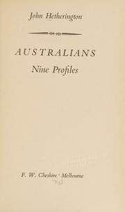 Cover of: AUSTRALIANS - Nine Profiles