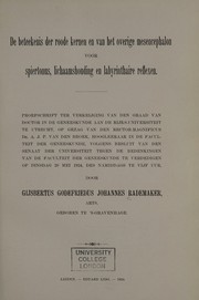 Cover of: De beteekenis der roode kernen en van het overige mesencephalon voor spiertonus, lichaamshouding en labyrinthaire reflexen. by G. G. J. Rademaker, G. G. J. Rademaker