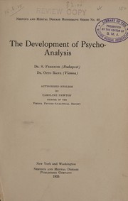 Cover of: The development of psychoanalysis