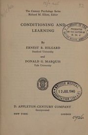 Cover of: Conditioning and learning by Ernest Ropiequet Hilgard, Donald George Marquis, Ernest Ropiequet Hilgard