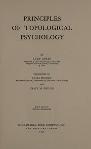 Cover of: Principles of topological psychology