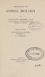 Cover of: Principles of animal biology