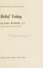 Cover of: Belief today