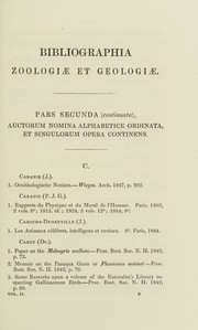 Cover of: Bibliographia zoologiae et geologiae.
