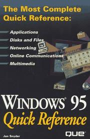Cover of: Windows 95 quick reference by Janice A. Snyder