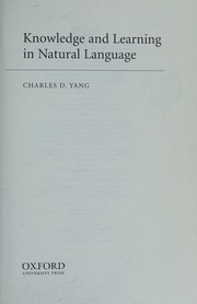 Cover of: Knowledge and learning in natural language