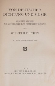 Cover of: Von deutscher dichtung und musik: aus den Studien zur geschichte des deutschen geistes