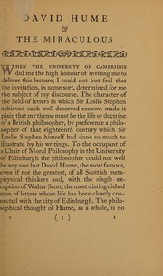 Cover of: David Hume & the miraculous