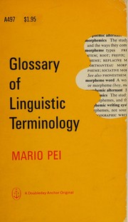 Cover of: Glossary of linguistic terminology