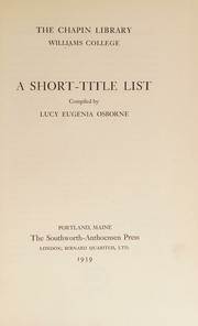 A short-title list by Chapin Library