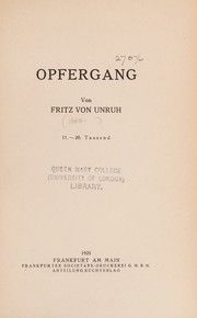 Cover of: Opfergang