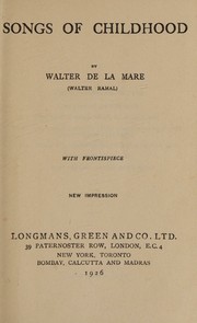 Cover of: Songs of childhood