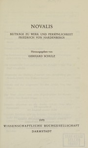 cover of Novalis Beitrage Zu Werk und Personlichkeit Friedrich von Hardenbergs